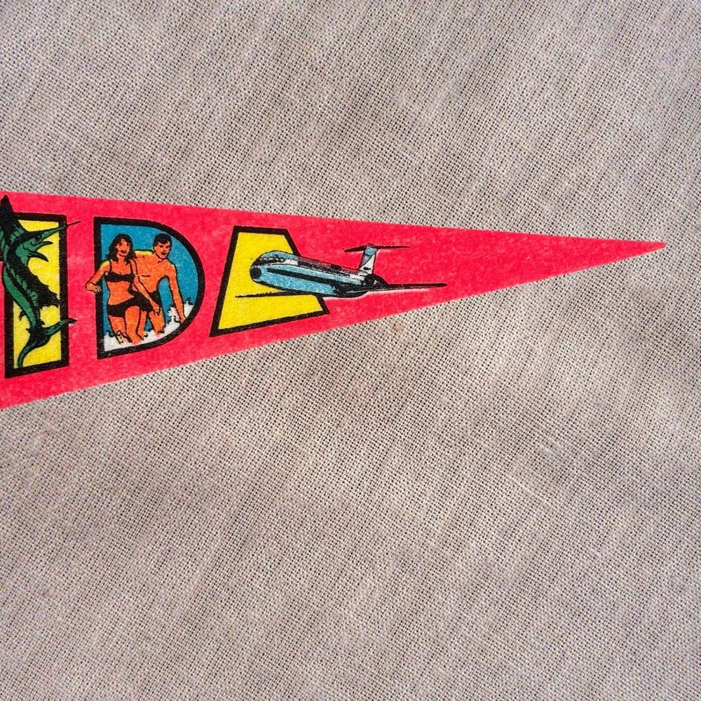 Vintage 1974 Large Felt Imprint Art Florida Souvenir Pennant